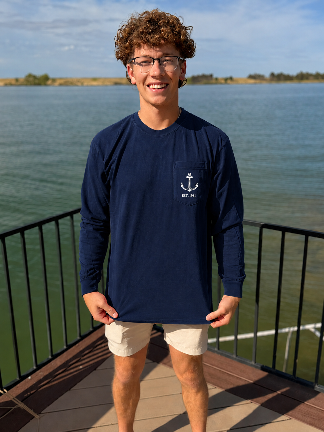 Navy Sherman Yacht Club Pocket Tee