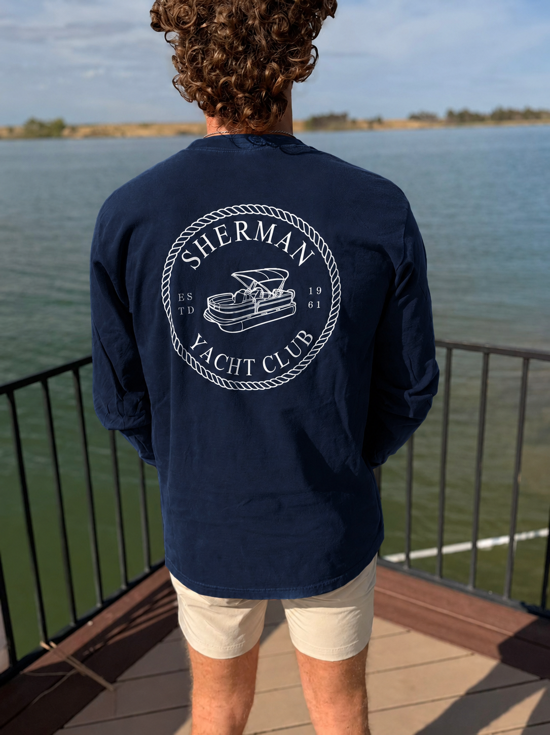 Navy Sherman Yacht Club Pocket Tee